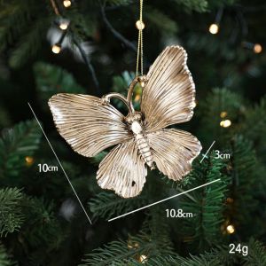 MICANGP Snowflake Christmas Gold Plating Hanging Pendant Plastic Elk Christmas Decoration Creative Butterfly Christmas Tree Ornaments for Home