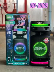 ลำโพงบลูทูธ รุ่น GD-9006 ฟรีไมค์ลอย1ตัว/รีโมท1ตัว ดอก10นิ้ว เสียงเบสแน่น รองรับAUX TF USB เสียบไมค์เพิ่มได้ 2ตัว เสียบกีต้าเล่นได้1ตัว  มีล้อลาก ลำโพงพร้อมไมค์ร้องเพลง