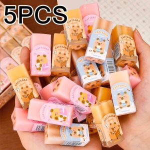 5Pcs Kawaii Kapibala Eraser Primary Stationery Student Cartoon Painting Eraser Cute False Debris Correction Pencil Rubber