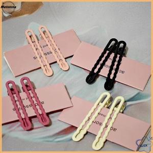 Follow Get More【Metonna】 2Pcs set Candy Color Metal Hollow Hair Clip Broken Hair Side Duckbill Bangs Y2k Hair Accessories