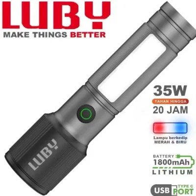 LUBY Senter Tangan LED Zoom L-AL8002 50 Watt Cahaya Terang / Senter LED Rechargeable ZOOM Torch