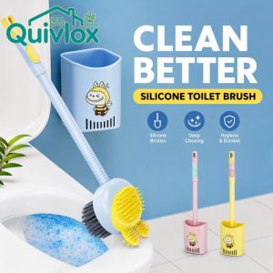 Quivlox Wall Mounted Silicone Toilet Brush 360 Deep Cleaning Replaceable Scented Head Hygienic Bathroom Accessory