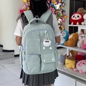AE Lightweight multifunctional backpack for casual high school students large-capacity color-blocking travel backpack new sweet style bag