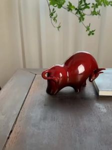 Fortune Ceramic Ox Soaring Like a Rainbow Chinese Style Home Desktop Entrance Ornament Charm Modern Counter Decoration Office