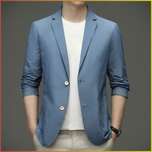 Business Suit Silky Smooth Mens Casual Suit Lightweight Sophisticated Details Sunscreen Comfort