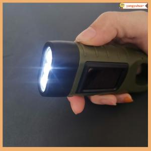 yangyuhua LED Flashlight Hand Crank Solar Powered Rechargeable Survival Gear Self Powered Charging Torch Dynamo for Fishing Boating Hiking