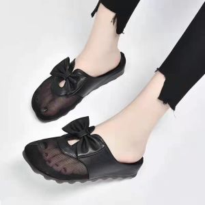 [Free Shipping] WomenS Summer Outdoor Sandals Closed-Toe Mules Breathable Flat-Soled Mesh Soft Leather New Fashion Summer Style