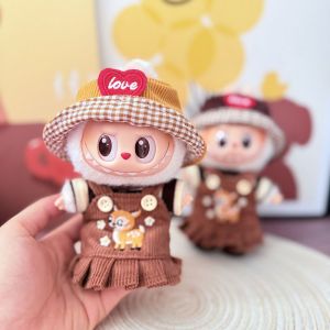 ANGCHI ฟอน ผ้าสำหรับตุ๊กตา  ซิก้าเดียร์ ชุดเอี๊ยม ผ้าคลุมเวลา  ที่นั่ง ชุดของเล่น คละสี ชุดตุ๊กตาผ้าขนฟูขนาด 17 ซม. ของตกแต่งตุ๊กตาผ้าฝ้าย