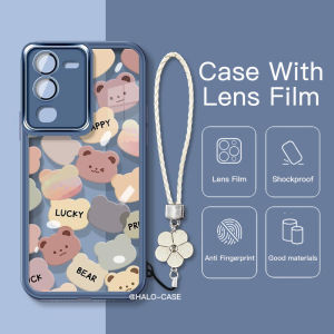 【2in1 】iPhone 15 Pro Max vỏ mềm Với tấm dán bảo vệ ống kính 14Pro 12Pro Ốp điện thoại chống sốc Gấu & Tình Yêu Máy Ảnh Bảo Vệ Iphone11Promax XSmax XR 8 Cộng Với 7 Cộng Với