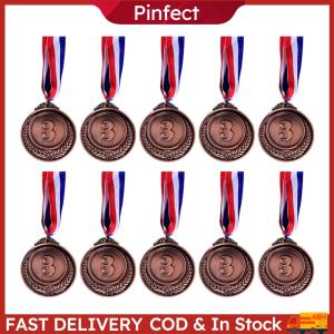 10Pcs Bronze Award Medals Zinc Alloy Winner Medals with Neck Ribbon Competition Awards 2 Inch for Kids Childrens Events