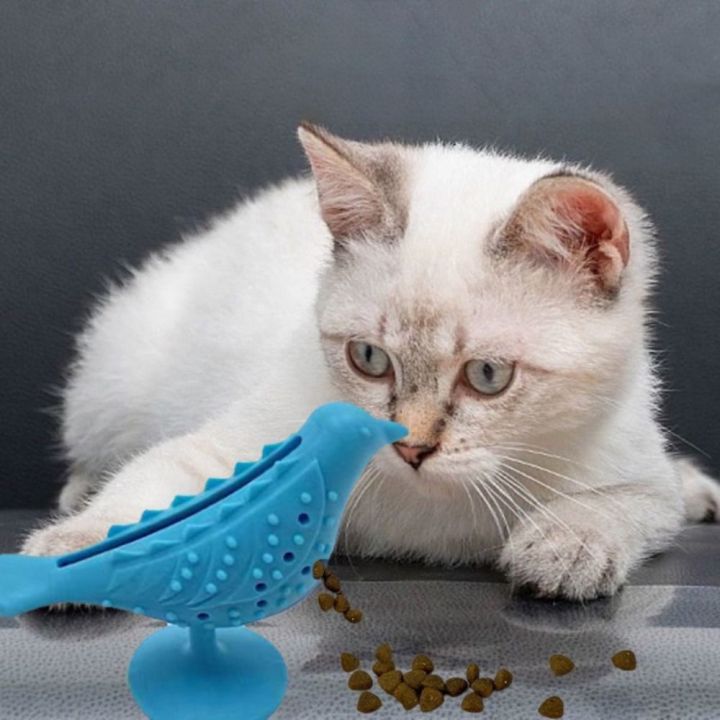 CUTE ELVES Silicone Cat Teeth Grinding Bird Bite Resistant Bird Shape Cat Food Leaking Chew Toys