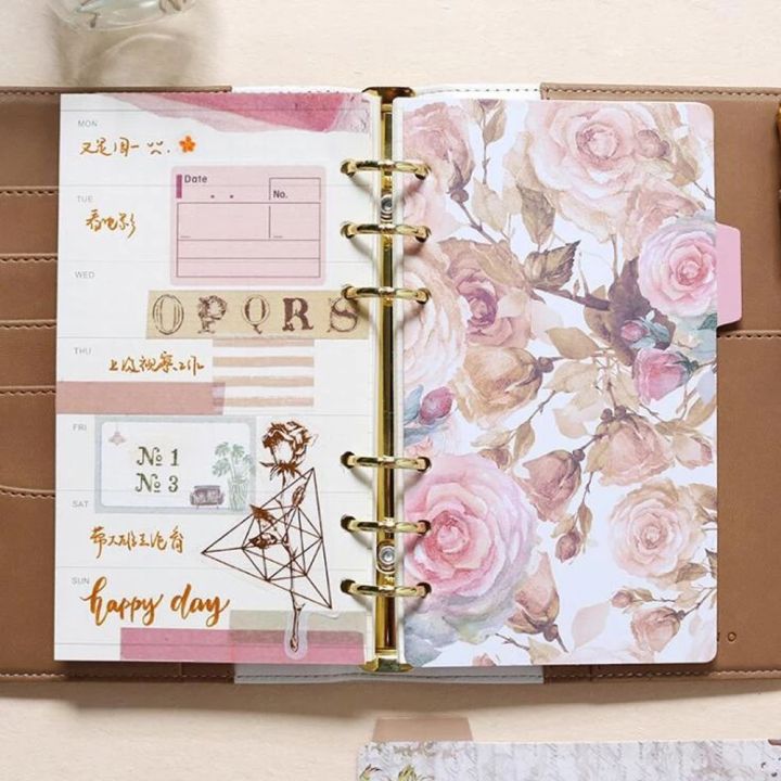 ROBERTA A5 A6 Office Supplies Personal Planner Category Page Tab Vintage Flower Loose Leaf ...