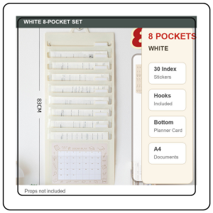 【JJ HOME】Foldable A4 Hanging File Folder / 8-Pocket Student Paper Organizer with Hooks