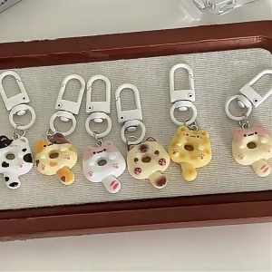 Pack of 6 Unique Phone Cats Bag Accessories Fashionable Key Charm Resin Texture Suitable for Artistic Displays