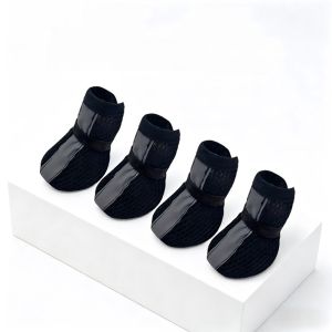 LABAICAI 4PCS/SET Breathable Mesh Dog Shoes Non-slip Reflective Stripe Dog Sneakers Protective Footwear Wear-resistant Dog Foot Covers Outdoor Use
