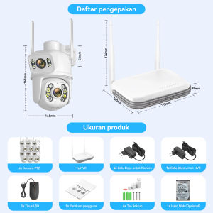 Rolte Pakte CCTV 8 Channel 6 Kamera 8MP PTZ WiFi Suara Dua Arah By iCsee