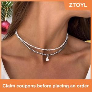 【ZTOYL】 Choker Dây chuyền trái tim Mặt dây chuyền chuỗi Đồ trang sức phụ nữ чокер Glass Multilayer Neck collier Femme cadenas Para mujer cho cô gái