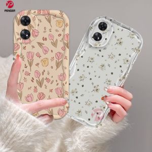 PENGER Casing hp OPPO A17 A17k A16 A16s A54s A16k A16e A12 A5s A7 A11K A1K A57 A77S A53 2020 A3s A12e A33 A31 A52 A92 A54 Reno 8T 4G Reno 5F Flowers 3D Tepi Melengkung Bergelombang Bunga Softcase