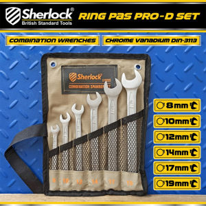 Kunci Ring Pas Set 6 pcs Original Sherlock PRO-D 8mm - 19mm Chrume Vanadium