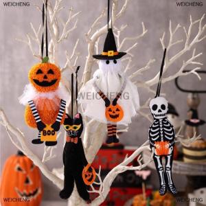 [COD] WEICHENG Halloween Hanging Pendant Pumpkin Black Cat Ghost Skull Horror Doll Ornament Outdoor Home Party Halloween Decoration