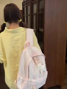 AE Highly stylish large-capacity school backpack for elementary school students forest-themed simple nylon double-shoulder bag multi-purpose for travel shopping and leisure