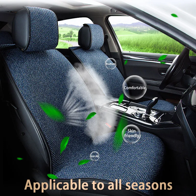 SEAMETAL Car Seat Cover Integrated Linen Seat Cushion Four Seasons Universal Five Seats Covers Full Set Auto Accessories