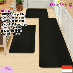Tren-D-rugs Karpet keset kaki alas lantai kamar tidur ruang tamu koridor panjang lorong runner kitchen mat polos anti slip murah 1 set isi 3 pcs - NMs