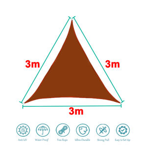 Brown Rectangle Waterproof Sun Shade Sail Awning Canopy Triangle Back Yard Shelter 98% UV Blocking Oxford Fabric