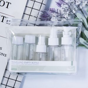 DYJKOUG spray bottle perfume bottle travel empty bottle set 7Pcs Shower Gel Refillable Bottle Set with Storage Bag Face Cream Cosmetic Container Empty White Toiletry Organizer Women