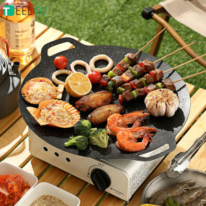 30/34/38 Korean BBQ Grill Pan Cast IronPan Frying Pan Kitchen OutdoorNon-stick Barbecue Plate