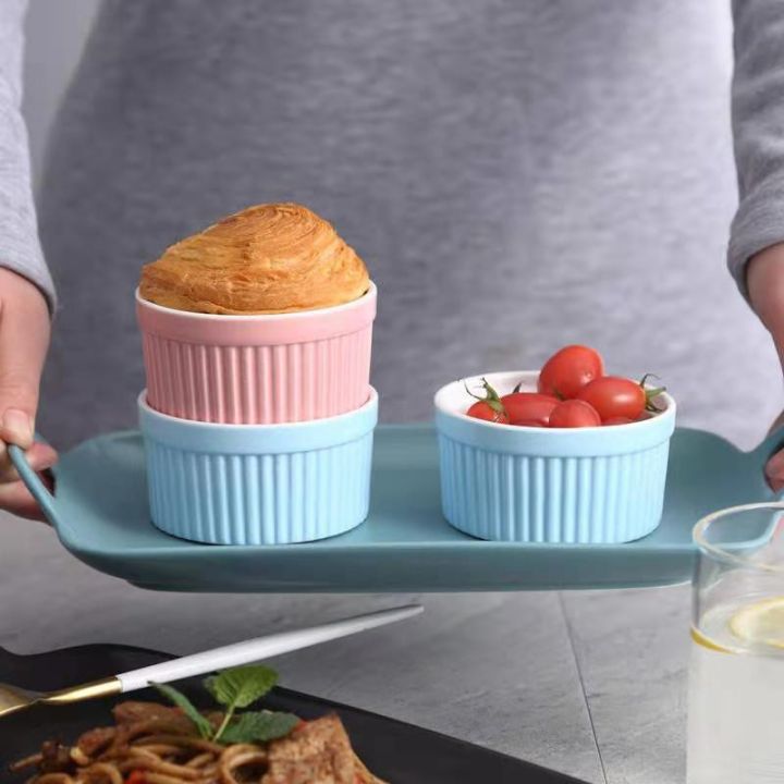 ☟Ceramic Baking Bowl Cute Baking Tray Pudding Dessert small Cup