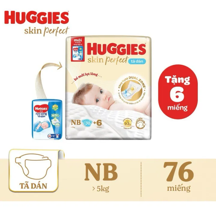 Tã dán sơ sinh huggies NB74/S58 / M49