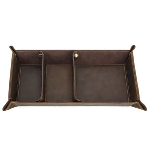 Liên lạc gia đình da thật Máy tính để bàn dụng cụ sắp xếp Khay 3 ngăn bền cho trang sức hình chìa khóa mỹ phẩm lưu trữ Hộp gấp trang trí nhà