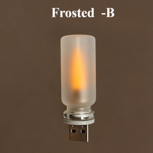 USB LED Flame Type Night Light Frosted Clear Glass Flickering Dynamic Flame Light Flash Mood Lighting for Car Interior Home Lamp