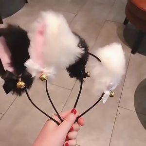 Plush Cat Bell Ears Headband Korean Style Sweet and Cute Womens Hair Clip Accessories