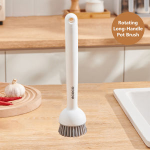 【SKIT SG】Ecoco Multi Function Pot Brush Rotating Long-Handle & Refillable Short-Handle Pot Brush Set Ecoco Creative Squeezable Liquid Pot Brush with Handle Kitchen Household Dishwashing Pot Washing Brush Long Handle Rotatable Cleaning Brush