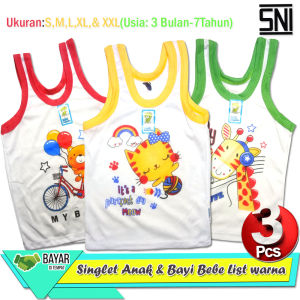 12Pcs Singlet Kutung BEBE PUTIH-Kaos Dalam Anak Motif Bebe SNI dari 3 Bulan s/d 7 Tahun-Aurora Store