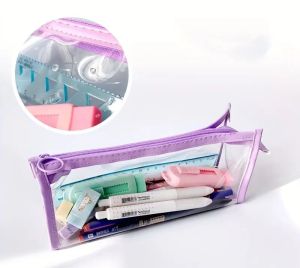 1pcs Simple Color Transparent Storage Bag Desktop Storage Pencil Bag