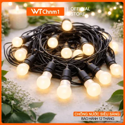 Dây Đèn Trang Trí Ngoài Trời Cho Quán Cà Phê Trà Sữa Kèm Bóng 3W 5W | Đèn Led Siêu Sáng Chống Nước