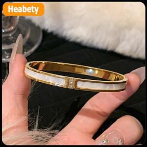 【2-3 days delivery】 High-end 18K Golden Titanium Steel Non-Fade Bracelet Female Plain Ring Zircon Bracelet Light Luxury Niche Bracelet