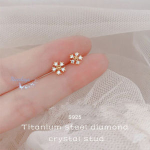 Nicedays🍒Diamond Crystal Stud Earrings /anting Titanium Steel S925 Untuk Wanita