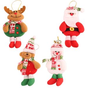 FDYRU Santa Claus Snowman Elk Bear Home Decor Plush Cute Decorative Hanging Christmas Tree Decoration Ornaments Toy Doll Christmas Pendant