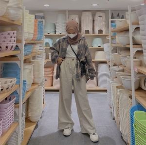 Aissyah Officiial Kulot Celana Linen Hightwaist Basic Premium Model Korea Bahan Linen