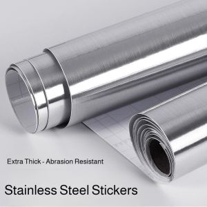 Metal Brushed Stainless Steel Stickers For Mirrors Refrigerator Elevator Door Car Film Waterproof Sticker