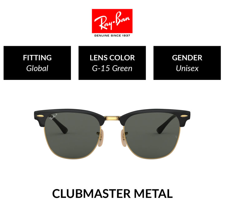 Mắt Kính RAY-BAN CLUBMASTER METAL Polarized RB3716 187/58 Size