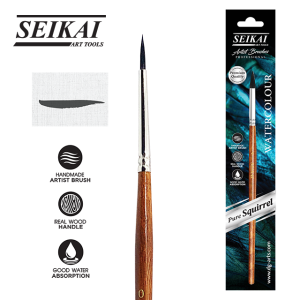 SEIKAI พู่กันสีน้ำขนกระรอกกลม (Squirrel Round Water nickel) 1 ด้าม