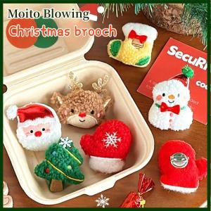 Moito Christmas Plush Doll Brooch Christmas Tree Santa Claus Snowman Socks Pin Bag Coat Sweater Scarf Badge Pins Accessorie