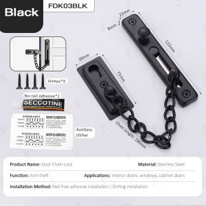 【Next-day delivery】Stainless Steel Security Chain Guard With Anti Thelf Chain Sliding Bolt Door Latch