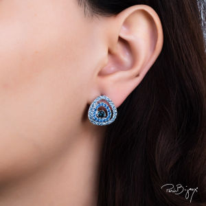 Shield Earrings Embellished with Crystals Rhodium Plated Titanium Post
