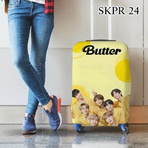 Sarung Koper Elastis BTS Butter Luggage Cover Pelindung Tas Travel size 20 Inch 24 Inchi 26 28 30 S M L XL Waterproof Anti air